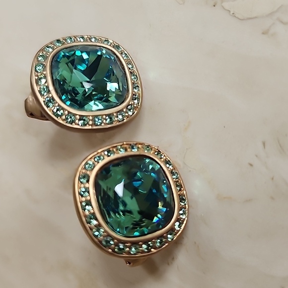 Givenchy Vintage Clip On Green Earrings